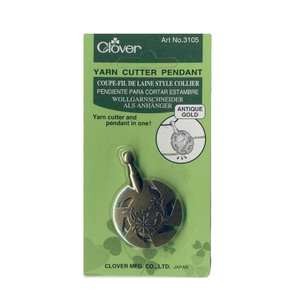 Clover Yarn Cutter Pendant Anitque Gold or Silver