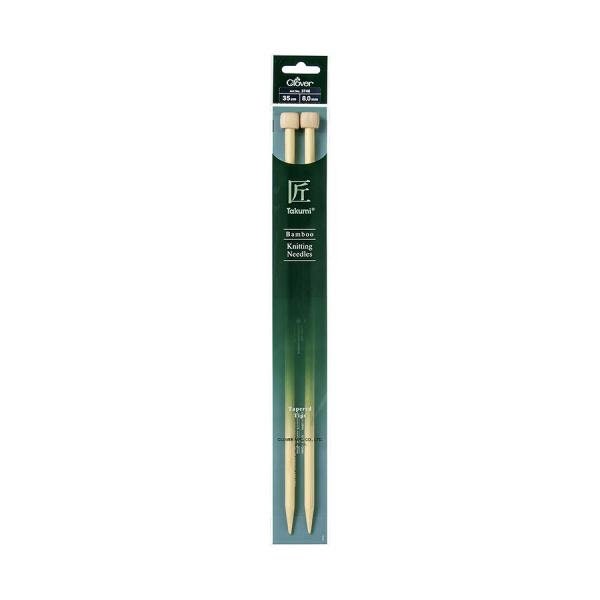 Clover Bamboo Knitting Needles Takumi Single Pointed Tapered Tips 35cm