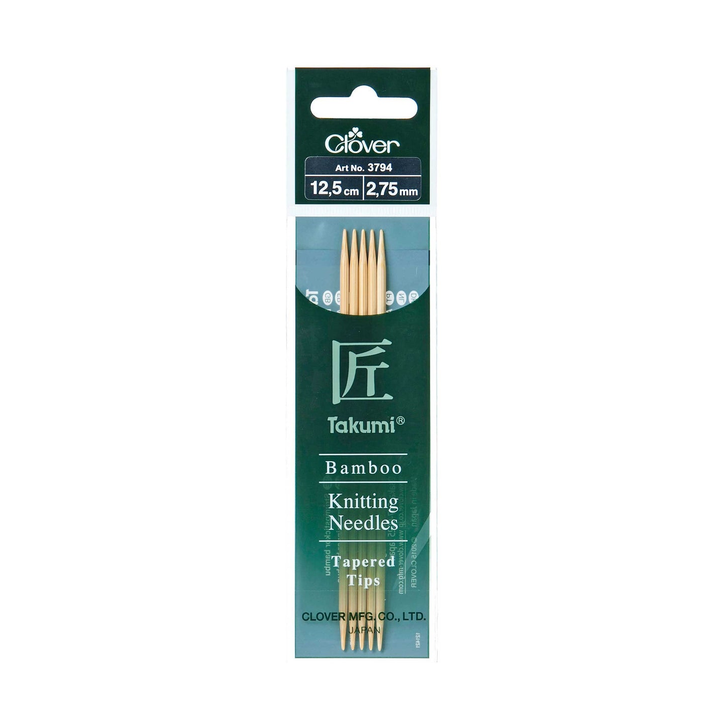 Clover Bamboo Knitting Needles Takumi Double Pointed Pack of 5 12.5cm