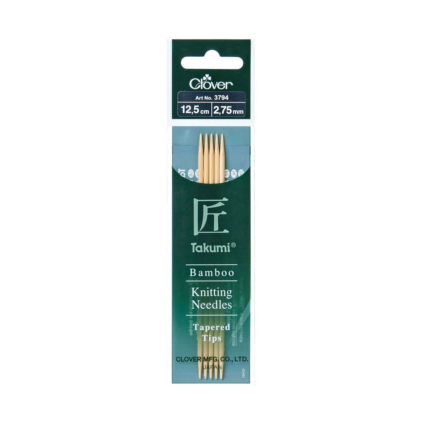 Clover Bamboo Knitting Needles Takumi Double Pointed Pack of 5 12.5cm