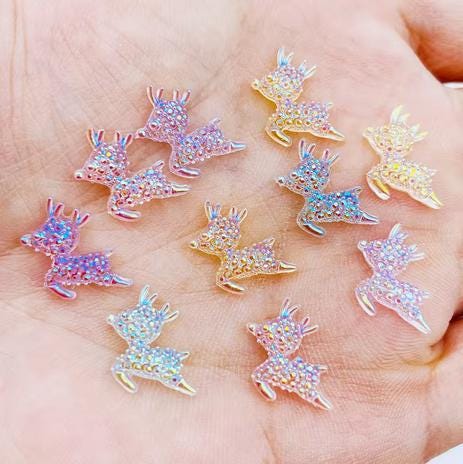 Kawaii DIY Charms Cabochons 10 pcs - Crowns, Fish, Reindeer, Carrots, Butterflies, Starfish