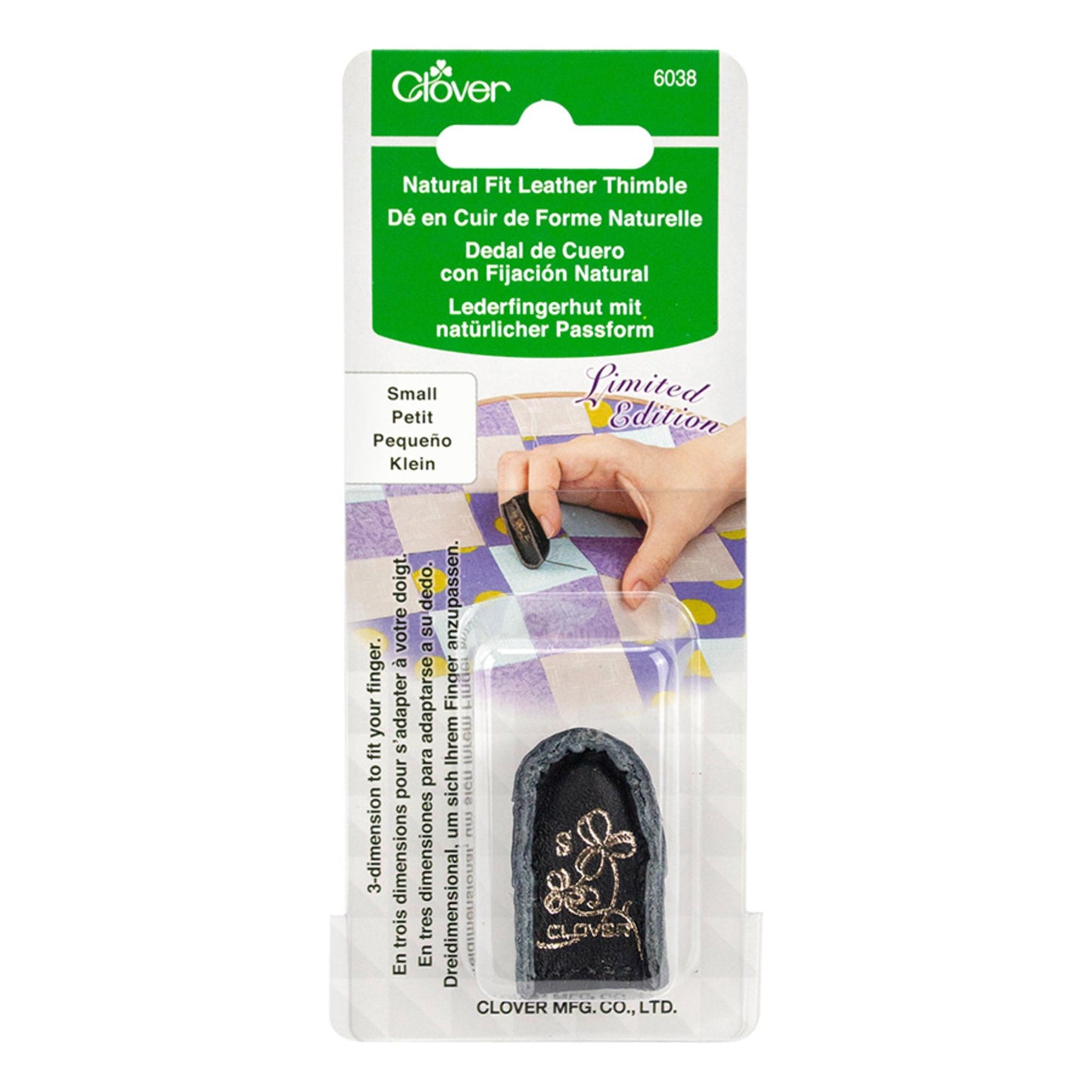 Clover Natural Fit Leather Thimble - Large (Black)