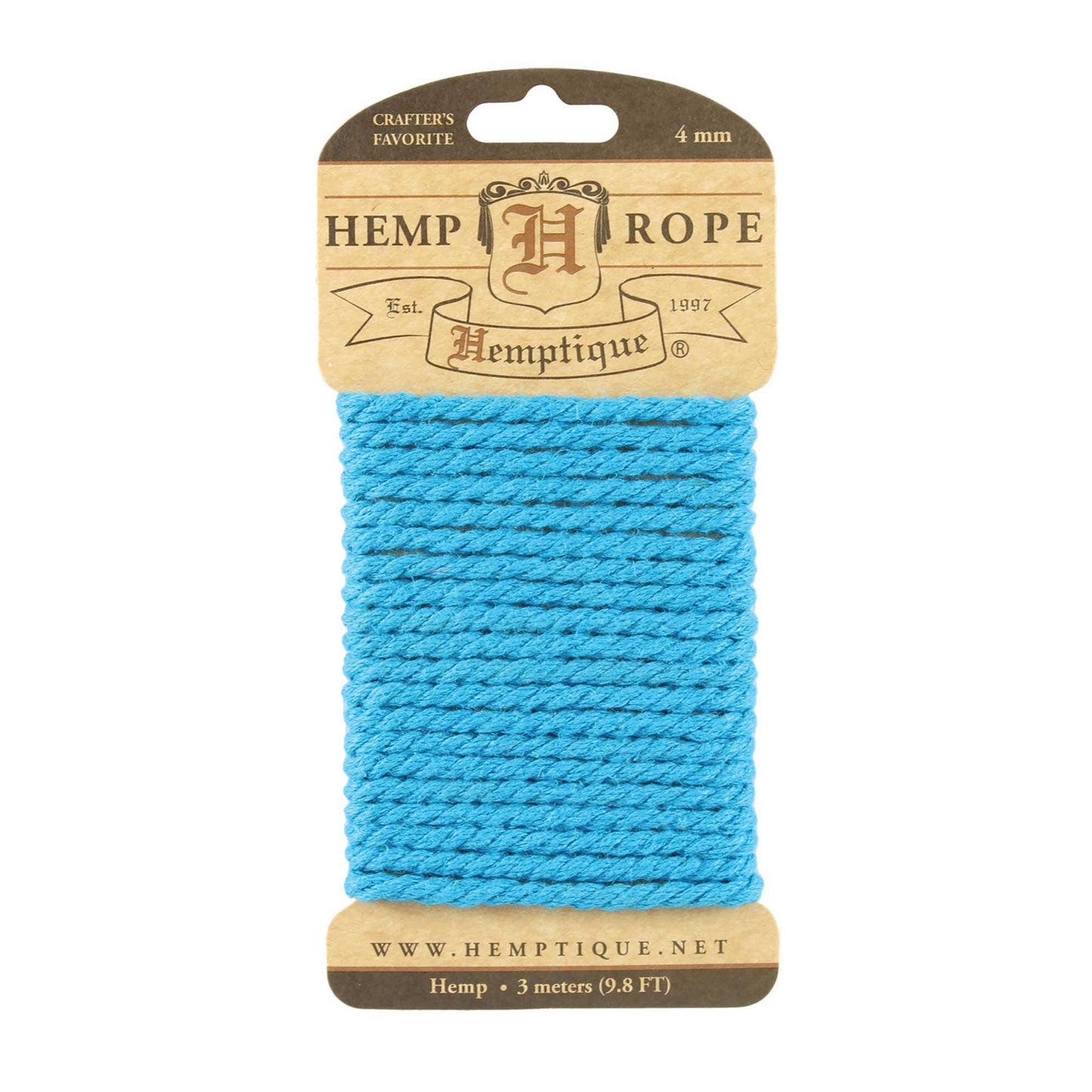 Hemptique Hemp Rope Twisted Card – 4mm x 3m – Neon Pink or Turquoise