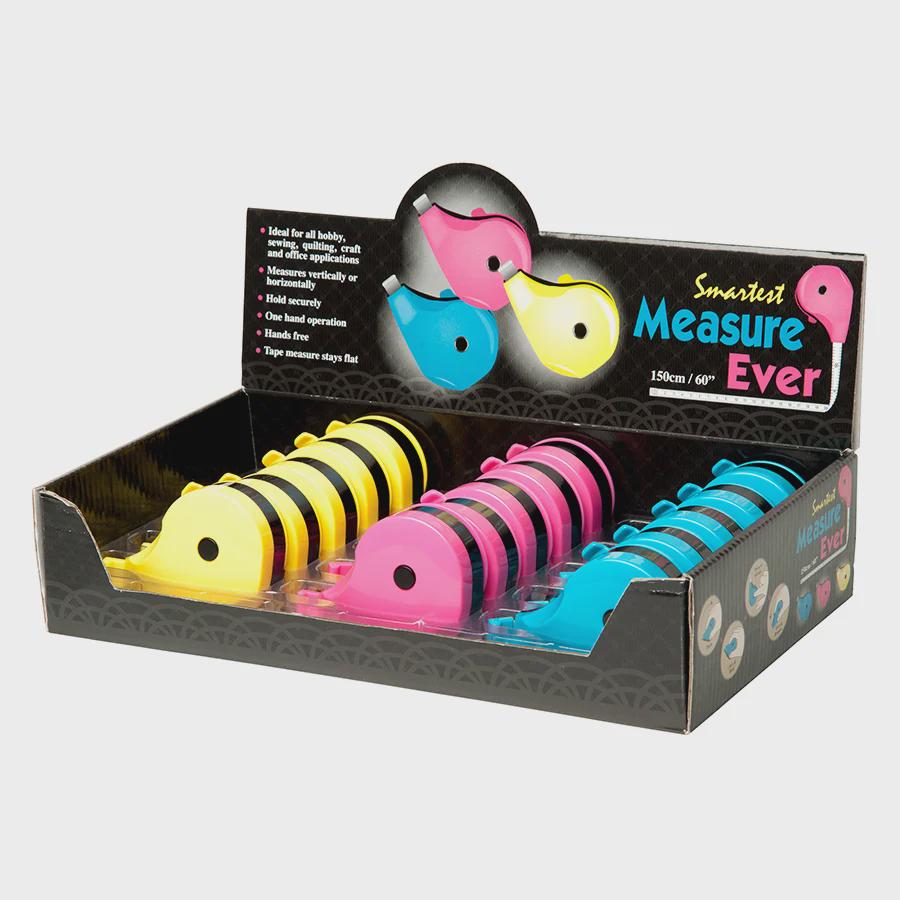 Suction Tape Measure 150cm/60in – Assorted Colours | Retractable Measuring Tape | Sewing & Craft Tool