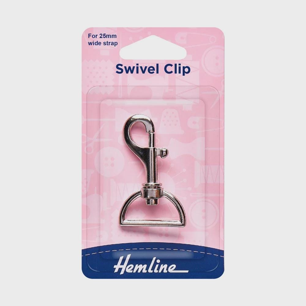 Hemline Swivel Clip 25mm Nickel Bag Hardware Strap Clip Purse Making