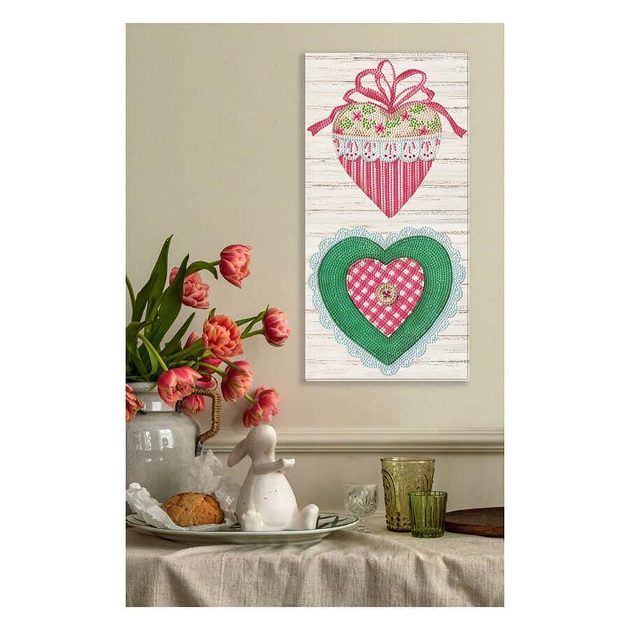 Diamond Dotz Country Hearts Diamond Painting Kit | Beginner Rustic Wall Art (20x40cm)