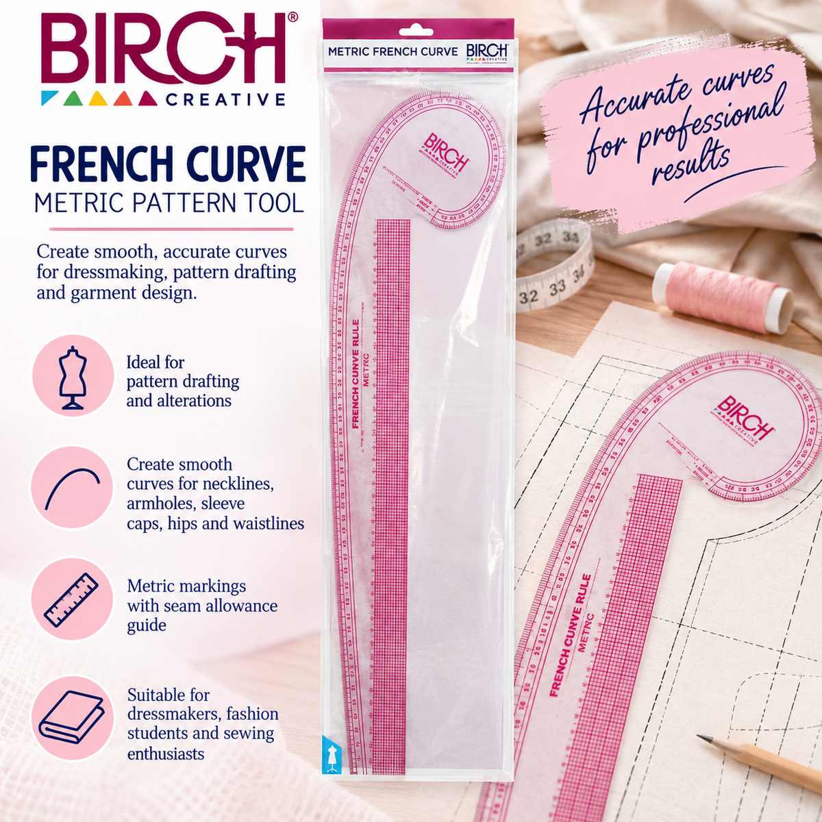 Birch French Curve – Metric Pattern Drafting Tool