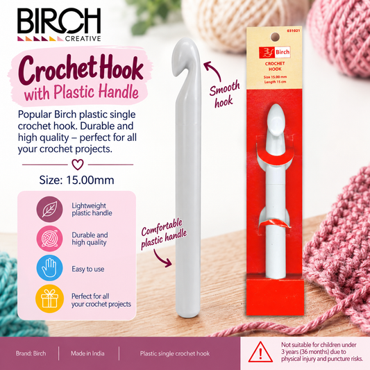 Birch Plastic Crochet Hook with Handle – 15mm