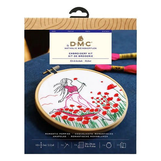 DMC Designer Embroidery Kit – Romantic Tulips & Poppies | Choose Your Design