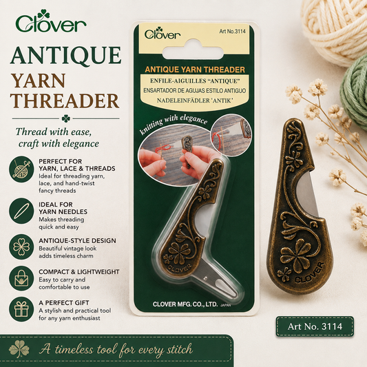 Clover Antique Yarn Threader – Folding Needle Threader