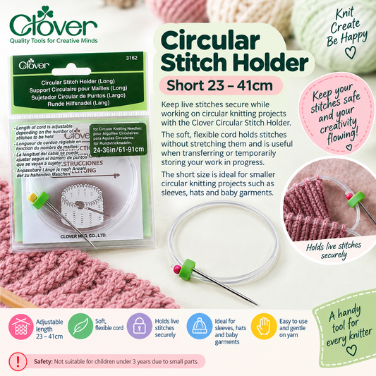 Clover Circular Stitch Holder – Short (23–41cm)