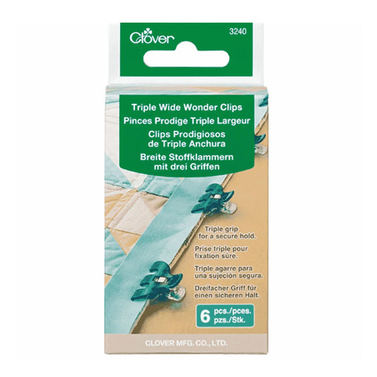 Clover Triple Wide Wonder Clips – 6 Pack | Sewing & Quilting Fabric Clips
