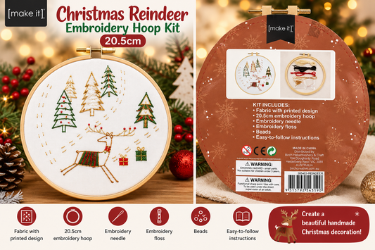 Make It DIY Christmas Reindeer Embroidery Hoop Kit – 20.5cm
