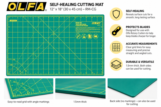 OLFA Self-Healing Cutting Mat 30 × 45cm (12 × 18in) – Green