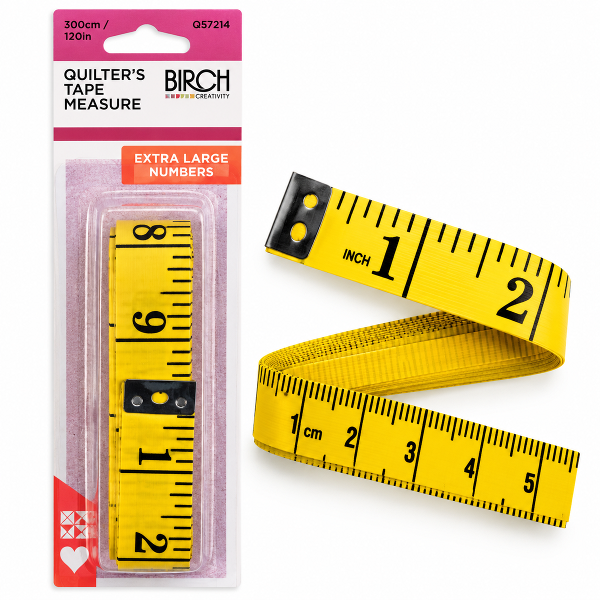 Birch Quilter's Tape Measure 300cm / 120in – Extra Large Numbers