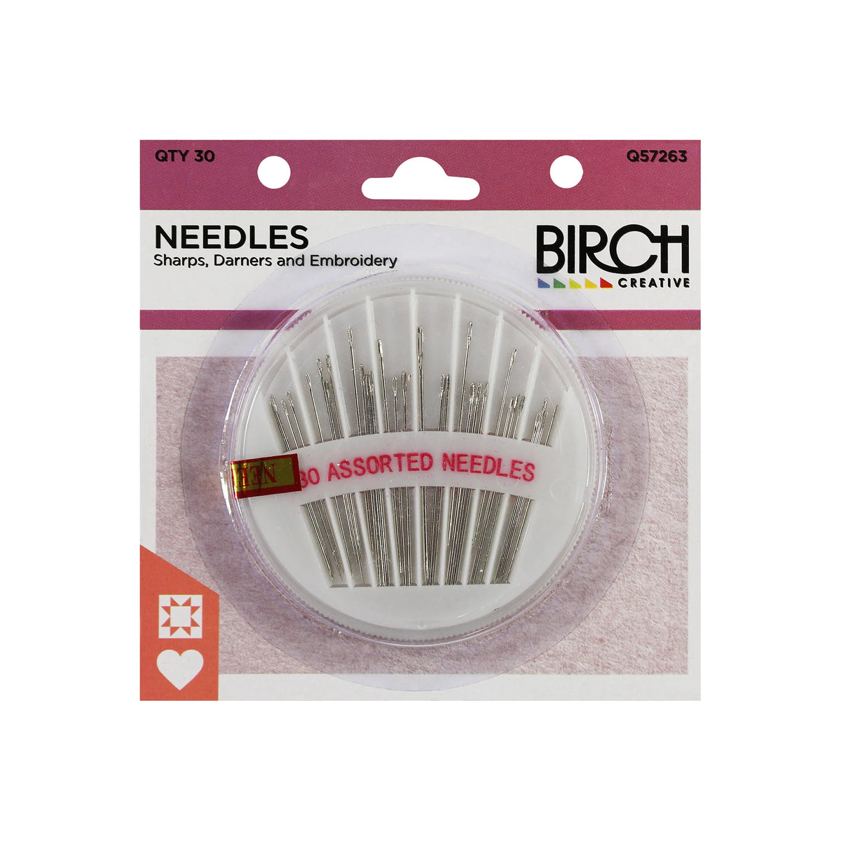 Birch Needle Compact – 30 Assorted Hand Sewing, Darning & Embroidery Needles