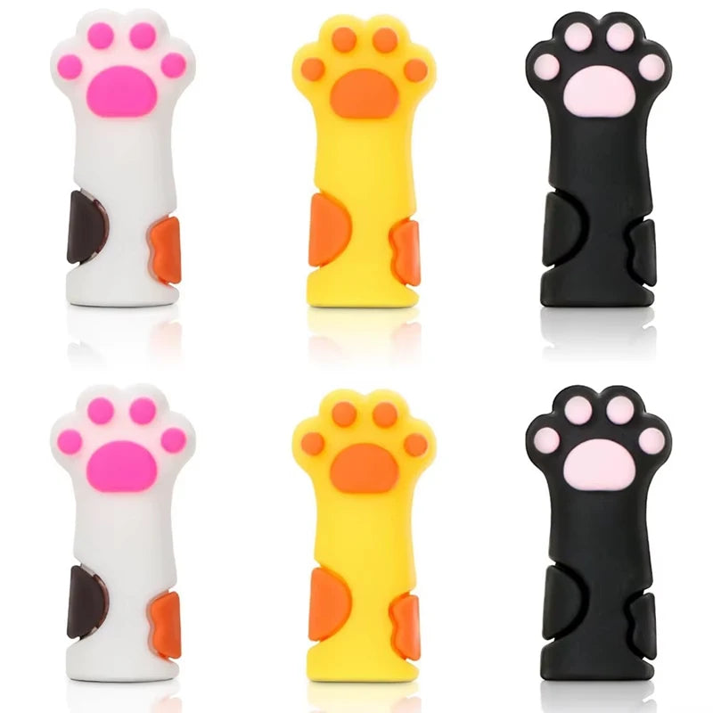 6-Piece Cat Paw Knitting Needle Stoppers - Silicone Point Protectors for DIY Sewing