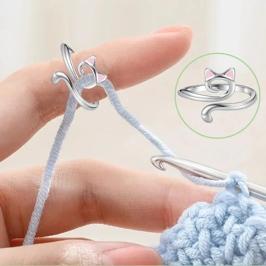 Adjustable Cat Crochet Ring - Beginner Yarn Guide Tool