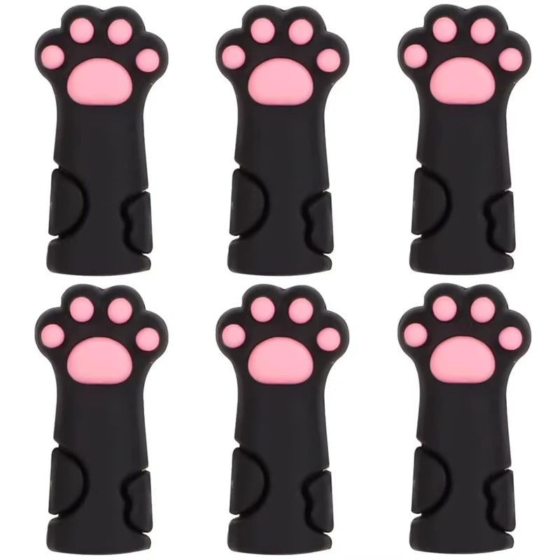 6-Piece Cat Paw Knitting Needle Stoppers - Silicone Point Protectors for DIY Sewing