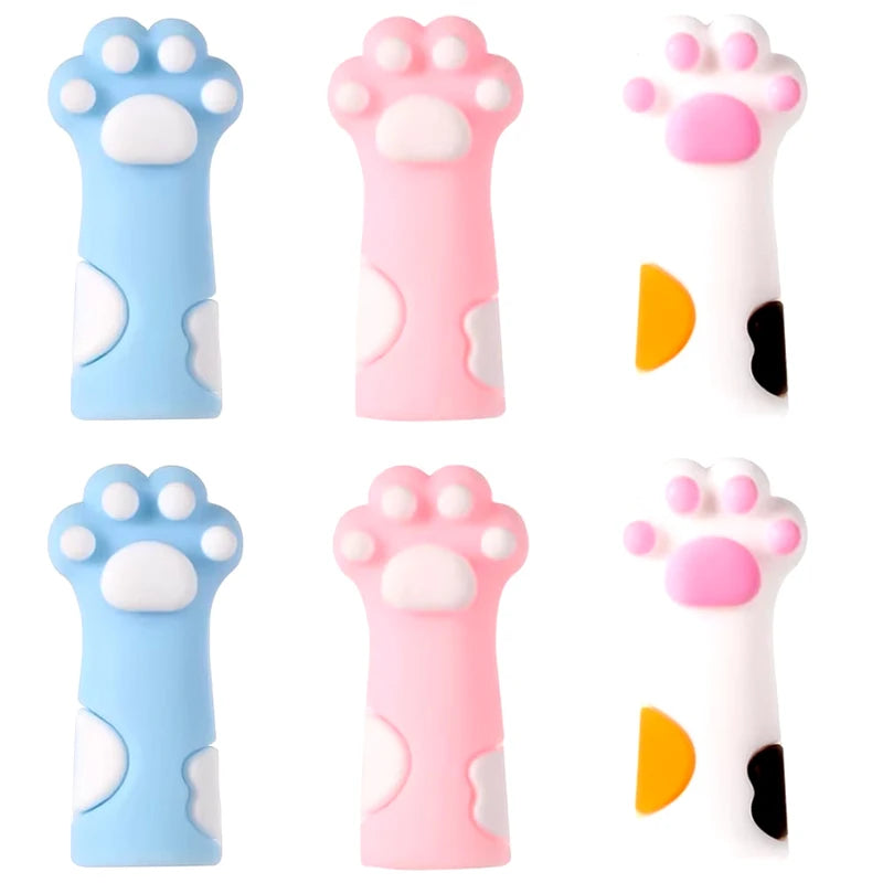 6-Piece Cat Paw Knitting Needle Stoppers - Silicone Point Protectors for DIY Sewing