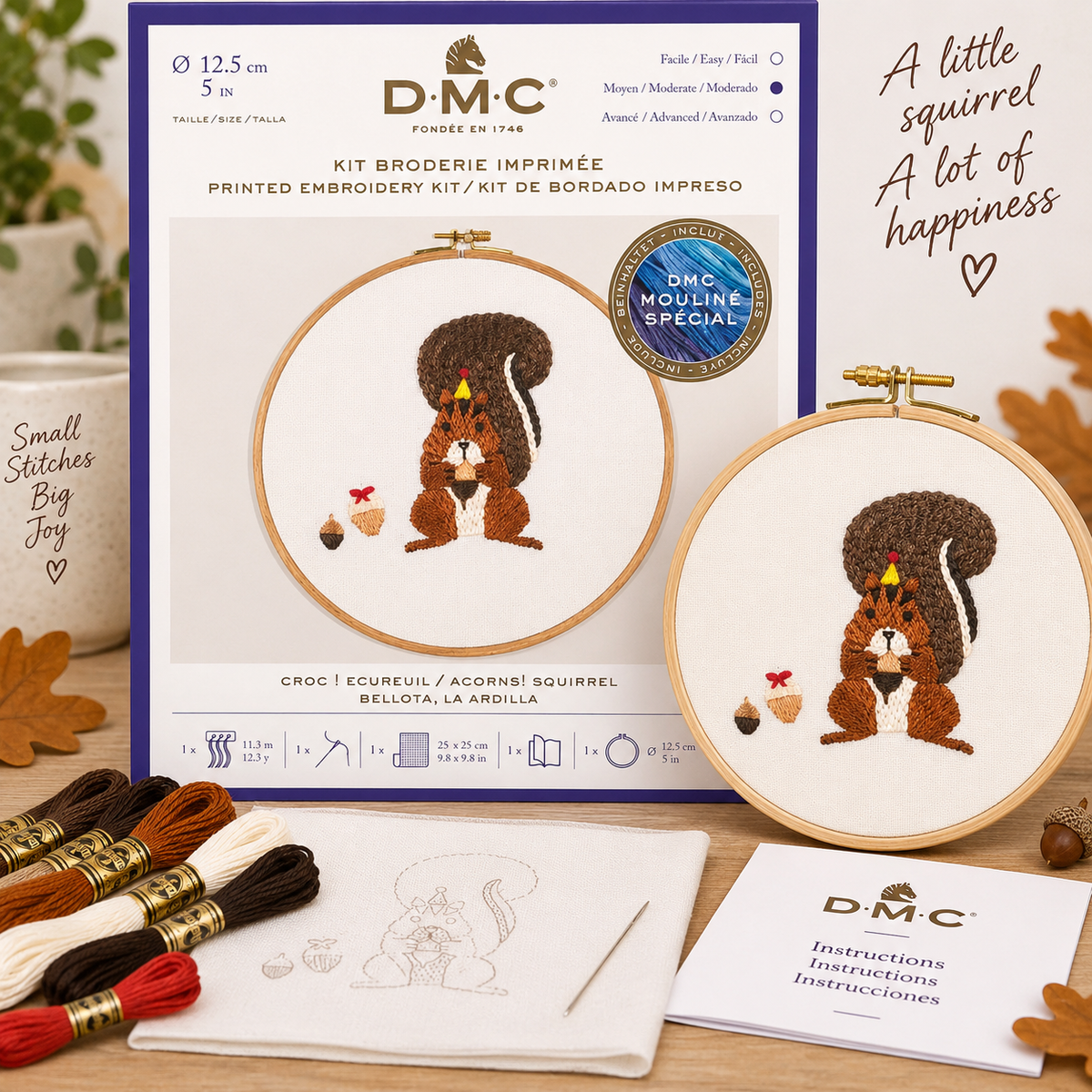 DMC Acorns! Squirrel Embroidery Kit