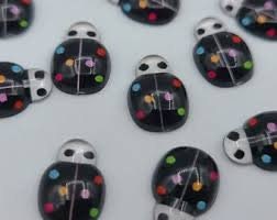10 Resin Flatback Ladybugs in Assorted Colors