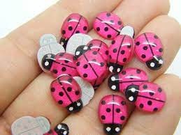 10 Resin Flatback Ladybugs in Assorted Colors