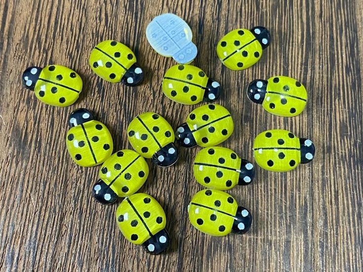 10 Resin Flatback Ladybugs in Assorted Colors