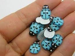 10 Resin Flatback Ladybugs in Assorted Colors