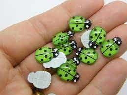 10 Resin Flatback Ladybugs in Assorted Colors