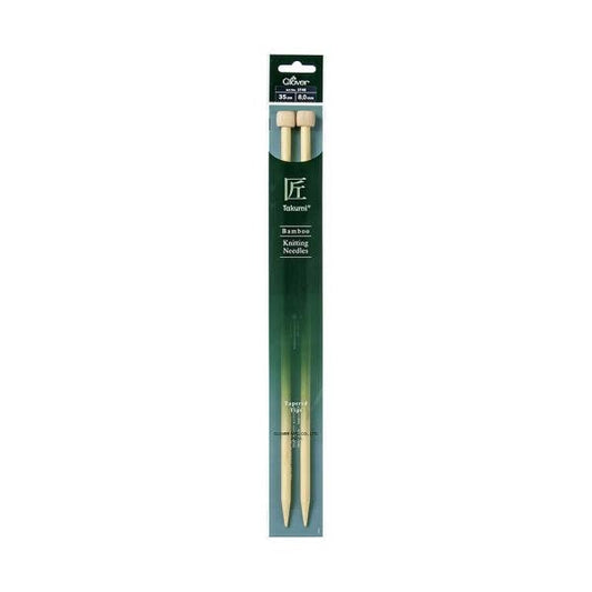 Clover Bamboo Knitting Needles Takumi Single Pointed Tapered Tips 35cm