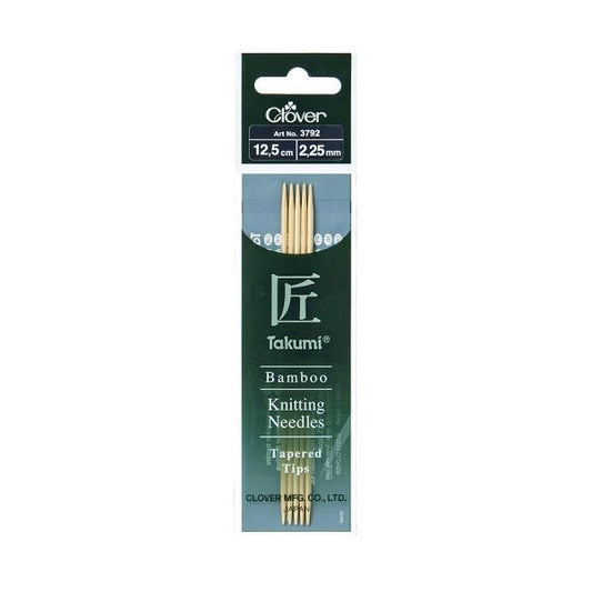 Clover Bamboo Knitting Needles Takumi Double Pointed Pack of 5 12.5cm