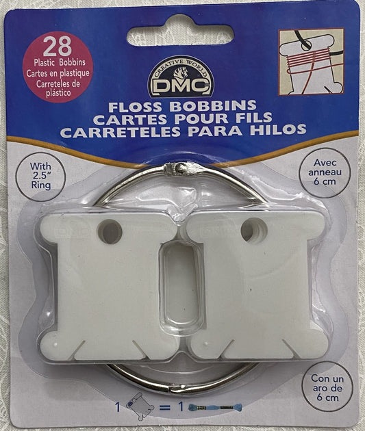 DMC 28 Plastic Bobbins Plus Ring