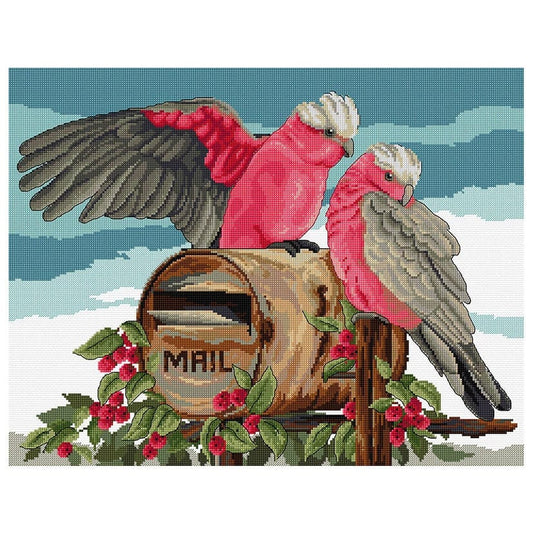 Country Threads Air Mail Galahs Cross Stitch 34cmx41cm