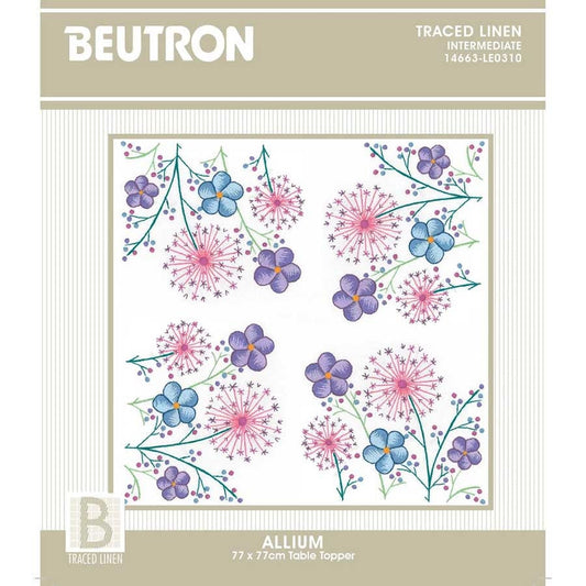 Beutron Table Topper Allium - Traced Embroidery Kit 77x77cm