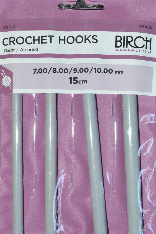 Birch Crochet Hook with Comfortable Plastic Handle - Set of 4 (7mm - 10mm)