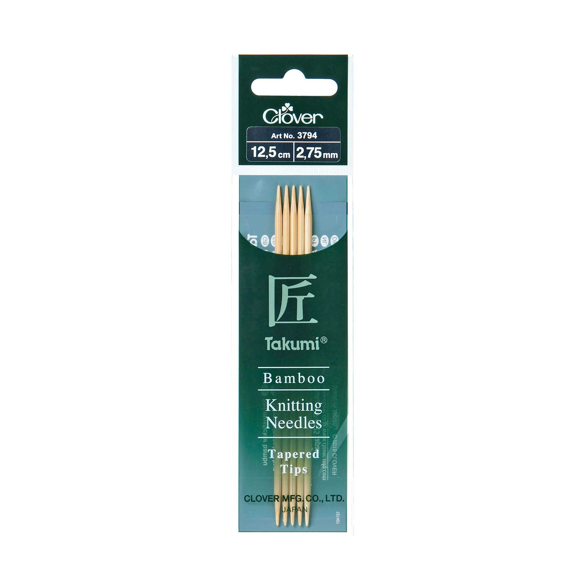 Clover Bamboo Knitting Needles Takumi Double Pointed Pack of 5 12.5cm