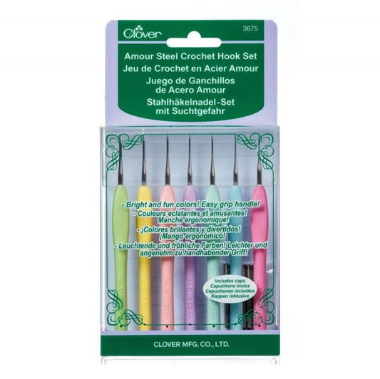 Clover Amour Crochet Hook Set Steel - 7 sizes