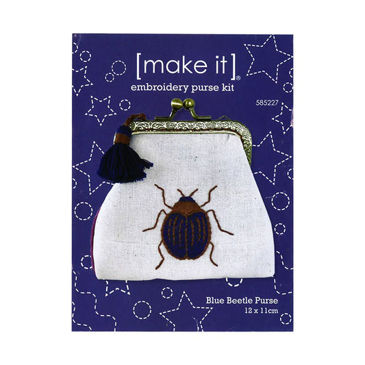 Make It Embroidery Purse Kit - Blue Beetle
