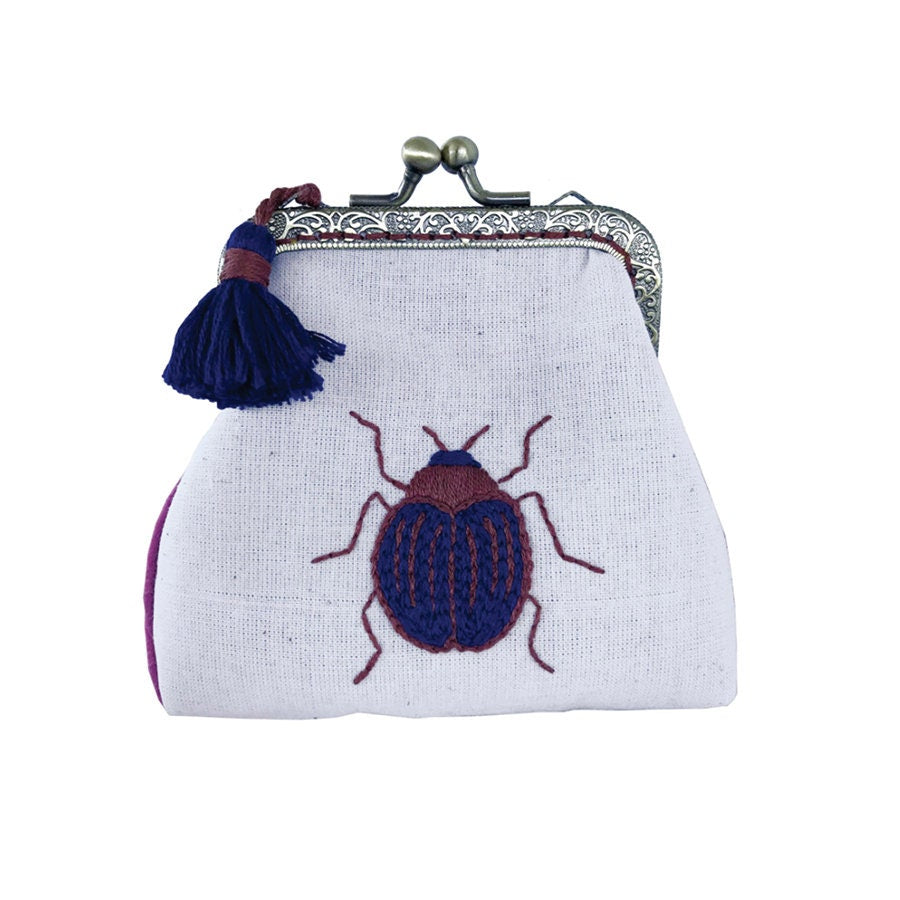 Make It Embroidery Purse Kit - Blue Beetle