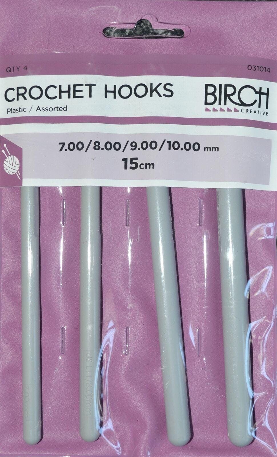 Birch Crochet Hook with Comfortable Plastic Handle - Set of 4 (7mm - 10mm)