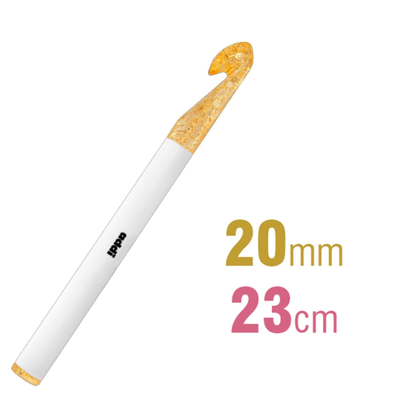 Addi Gold Glitter Crochet Hook - 23cm x 20mm