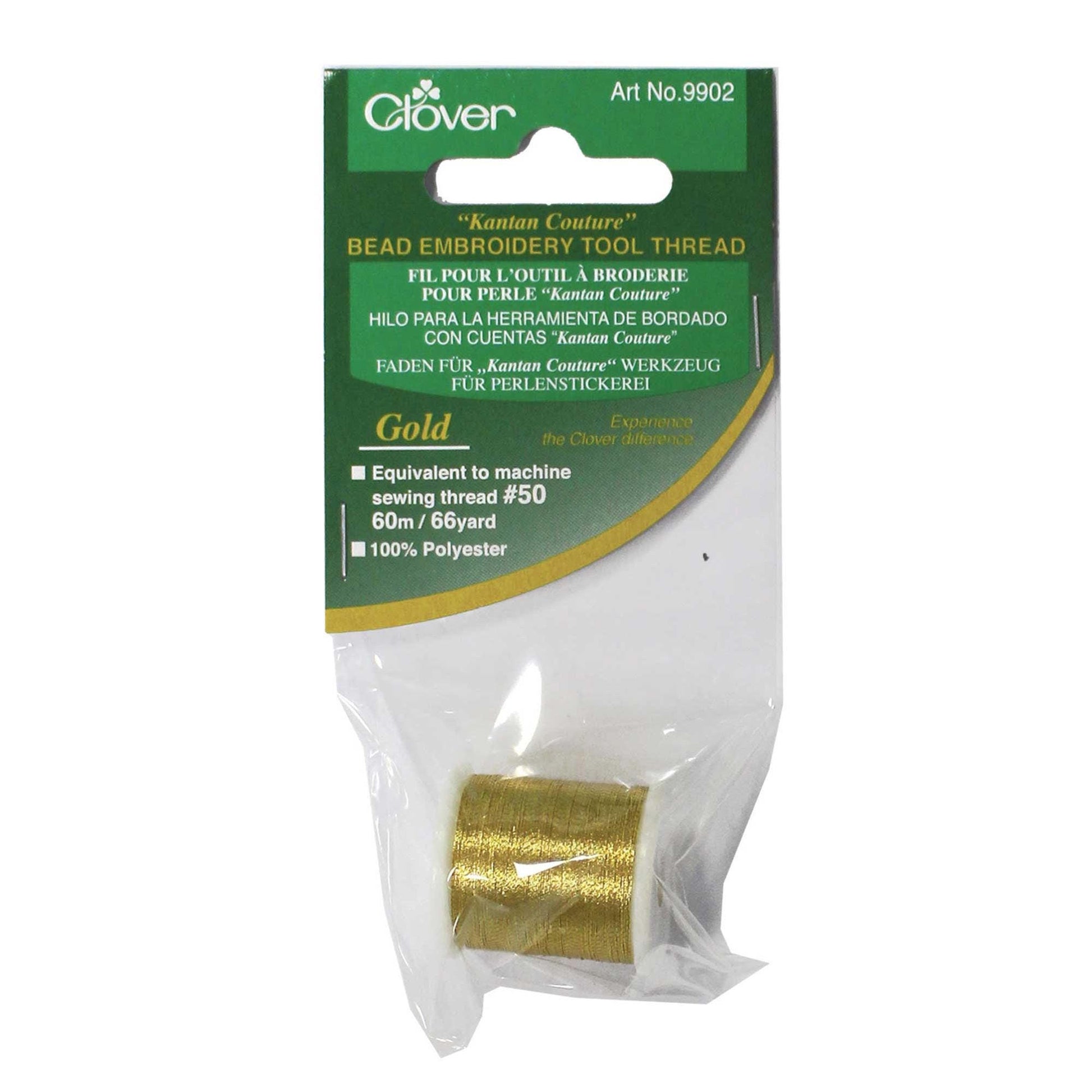 Clover Kantan Couture Bead Embroidery Thread - Gold