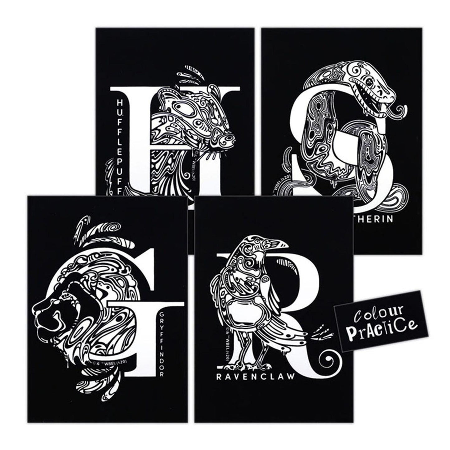 Colour Me Velvet Art Poster 4-Pack – Hogwarts Houses (A4, 350gsm)