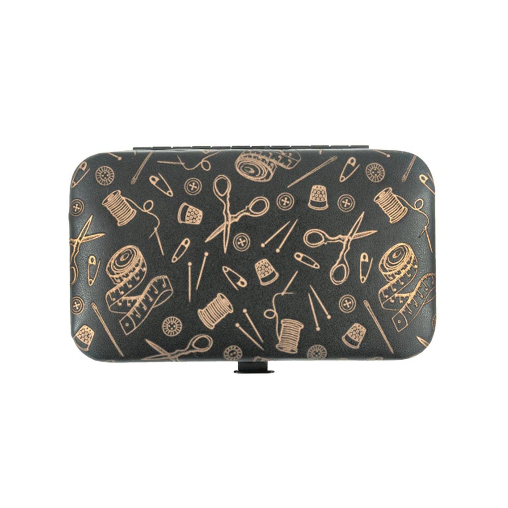 Hemline Gold Sewing Kit – Black Base with Gold Print