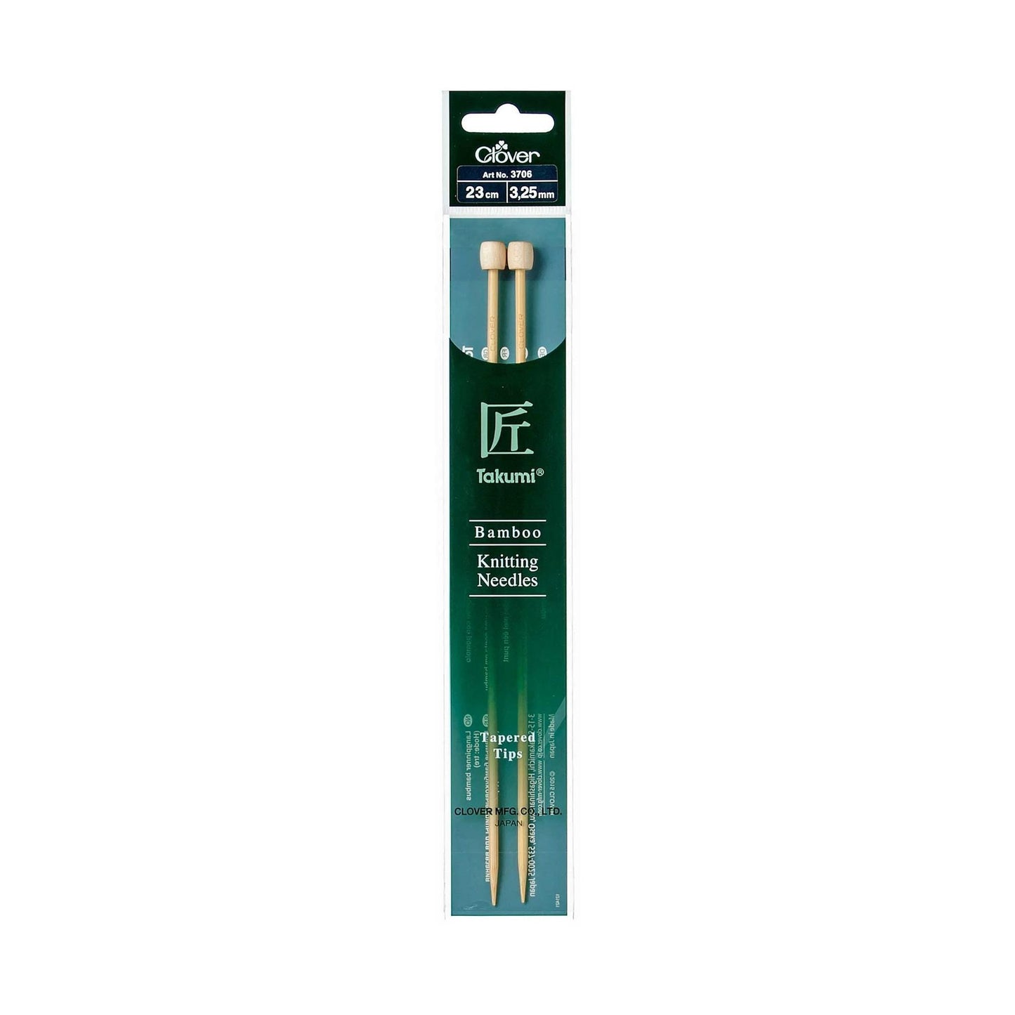 Clover Takumi Bamboo Knitting Needles – Single Pointed 23cm | 3.25mm
