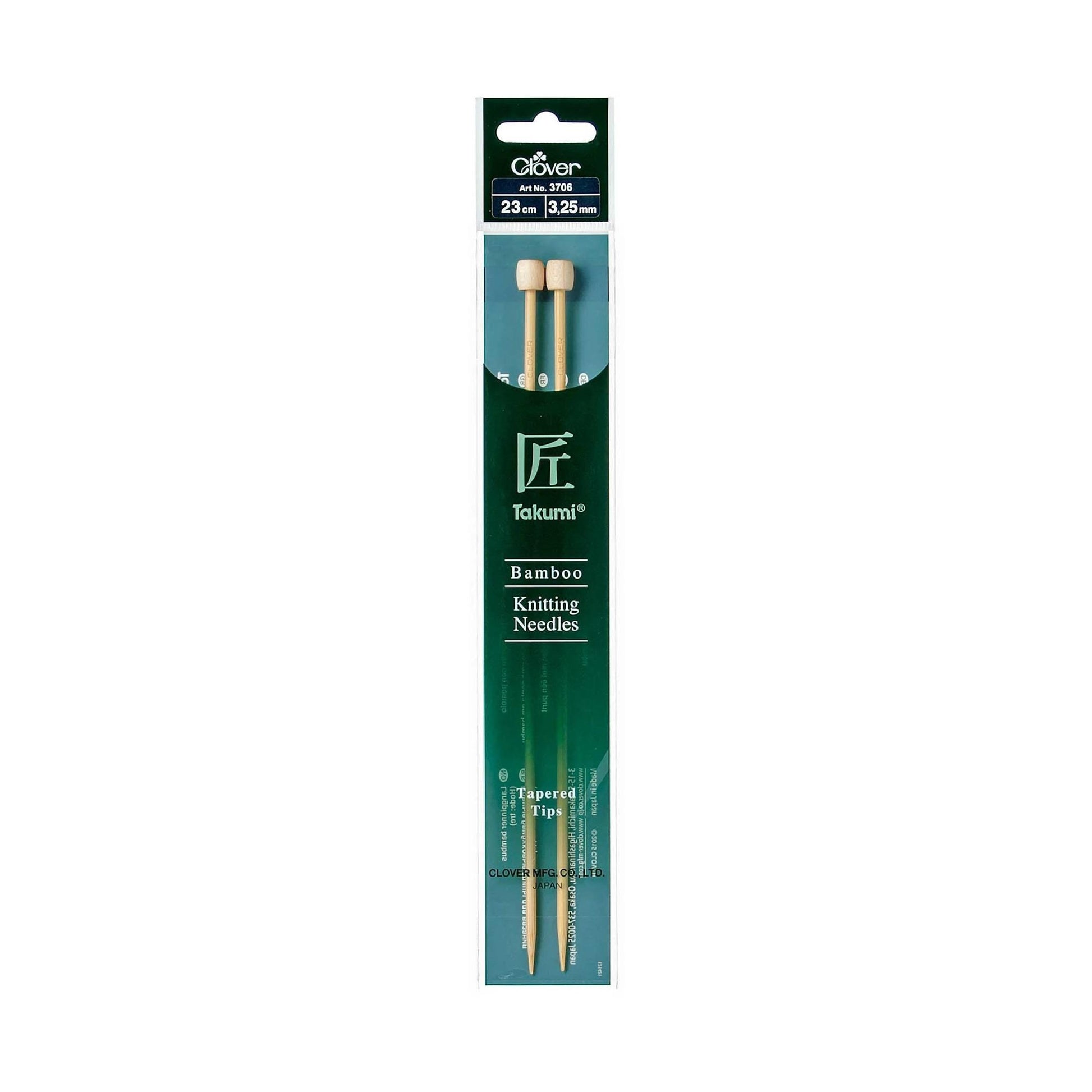 Clover Takumi Bamboo Knitting Needles – Single Pointed 23cm | 3.25mm