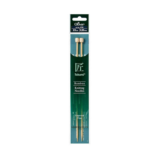 Clover Takumi Bamboo Knitting Needles – Single Pointed 23cm | 3.25mm