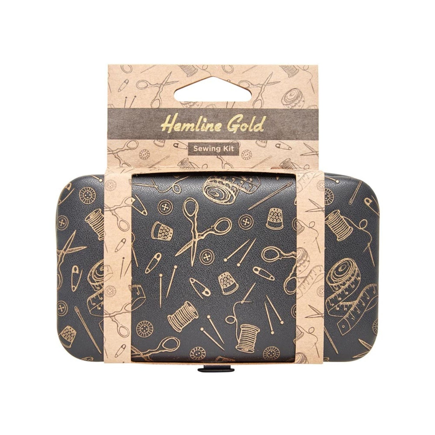Hemline Gold Sewing Kit – Black Base with Gold Print