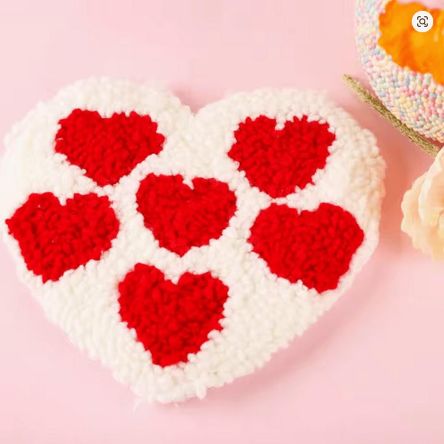2PCS Heart Pattern Punch Needle Embroidery Coaster Kit – DIY Craft Set for Adults